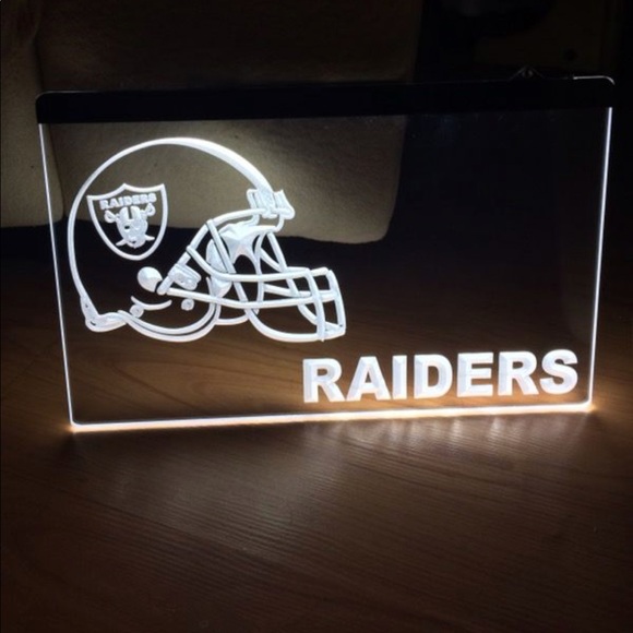 RAIDERS HELMET LED NEON WHITE LIGHT SIGN 8x12 - Picture 3 of 3